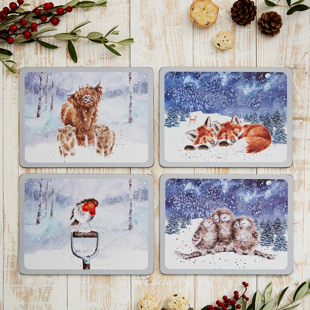 Wrendale Designs Wrendale Placemats - Winter Skies Set of 4 image number null